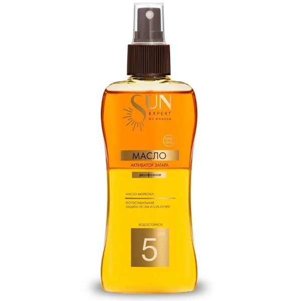 Изображение товара Масло-активатор загара Sun Expert SPF-5 двухфазное Krassa 180мл Масло-активатор загара Sun Expert SPF-5 двухфазное Krassa 180мл фотография