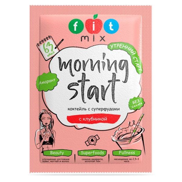 Коктель льняной Fit Mix с клубникой Morning Start 20г фотография