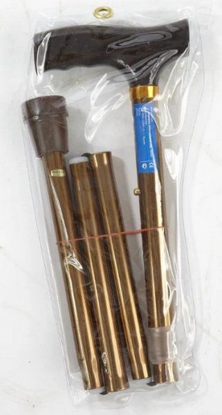 Трость (складная, с т-образной деревянной ручкой, цвет бронза) 10121 bz фотография